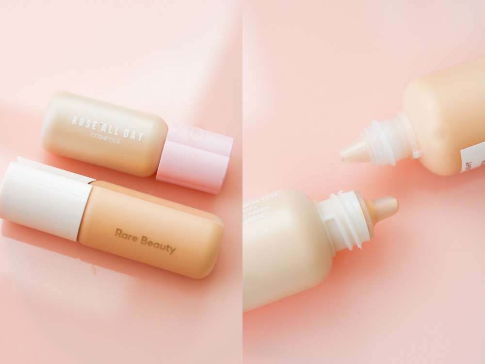 Rare Beauty Tinted Moisturizer vs Rose All Day Skin Tin