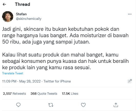 Akun Twitter Konten Skin Care