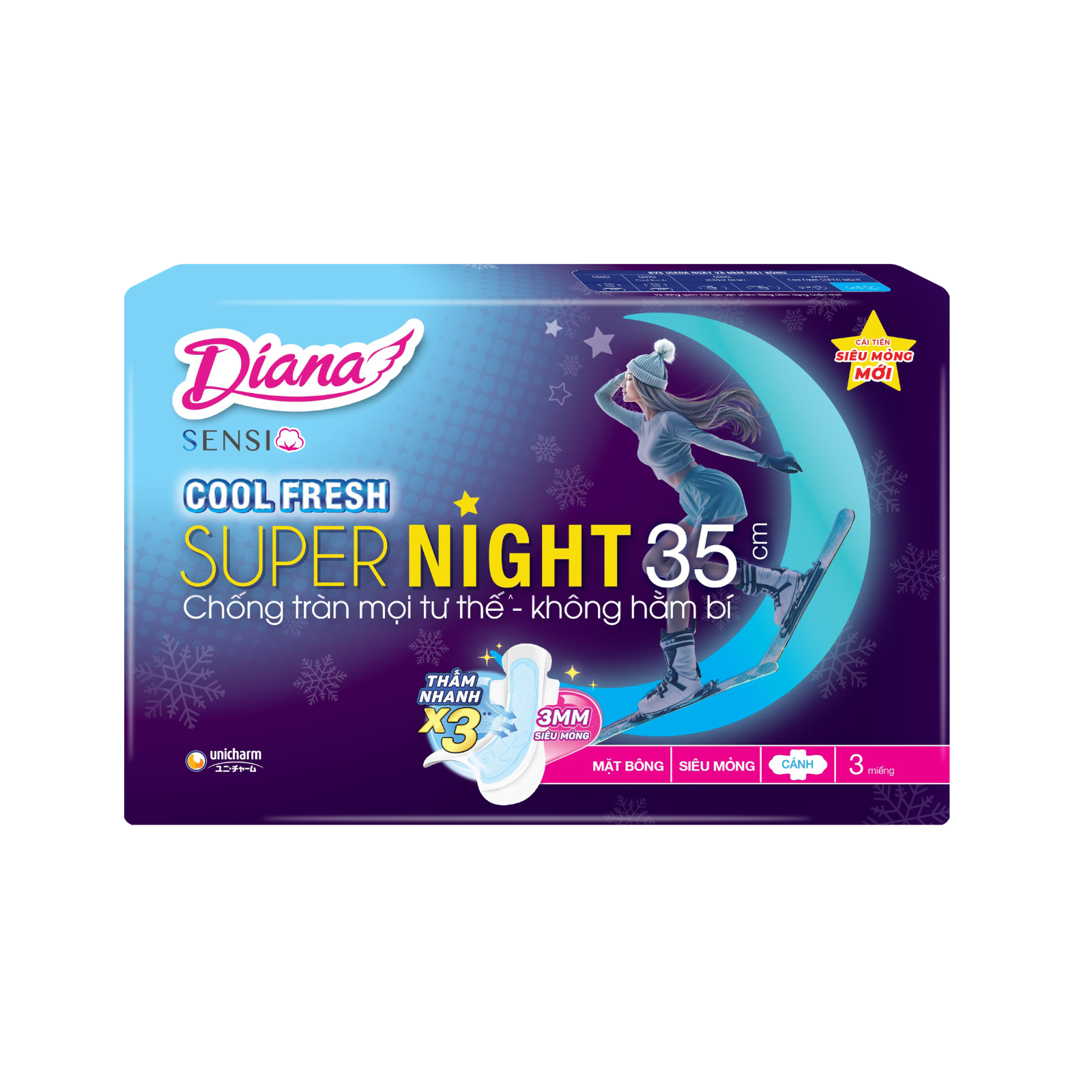 Băng Vệ Sinh Ban Đêm Diana Sensi Cool Fresh Supernight 35Cm | Sociolla
